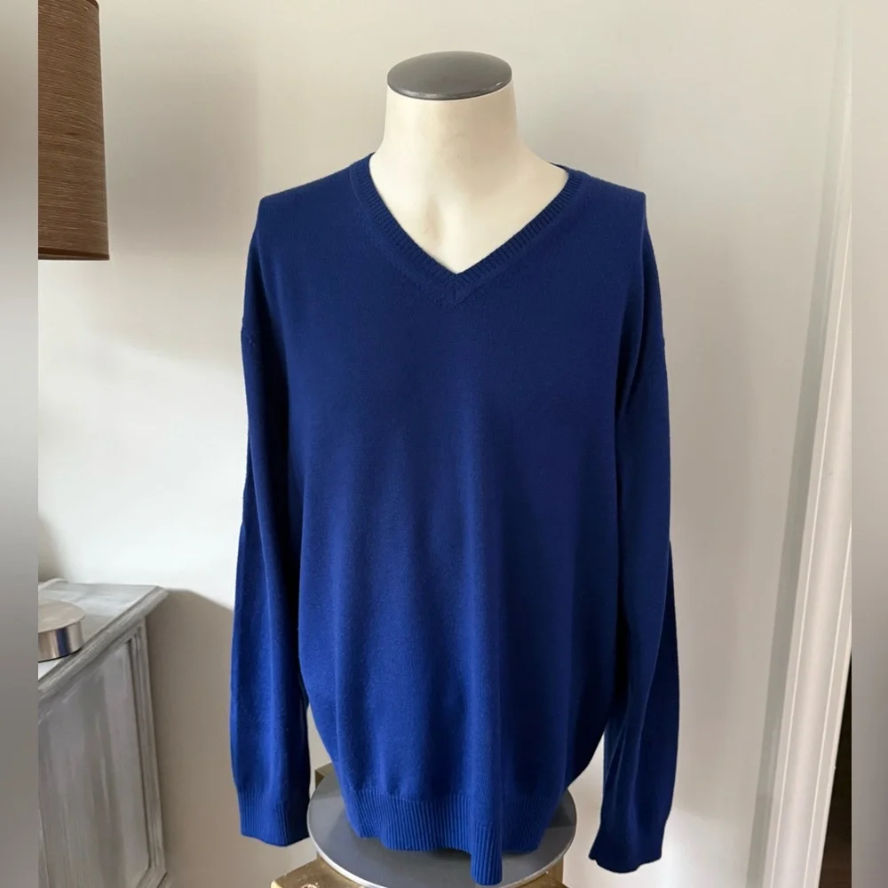 Bobby Jones Royal Blue Merino Wool V-Neck Sweater Size X-Large